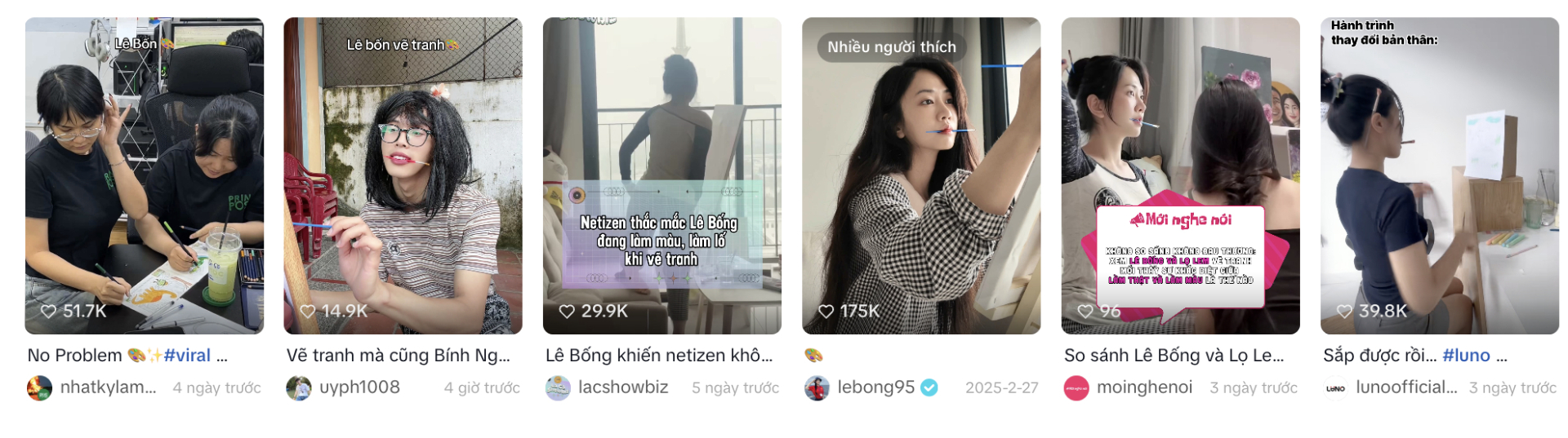 Cả TikTok hóa Lê Bống: Miệng ngậm cọ, tay tô màu, mắt nhìn xa xăm- Ảnh 5. Người dùng TikTok cover lại clip vẽ tranh của Lê Bống