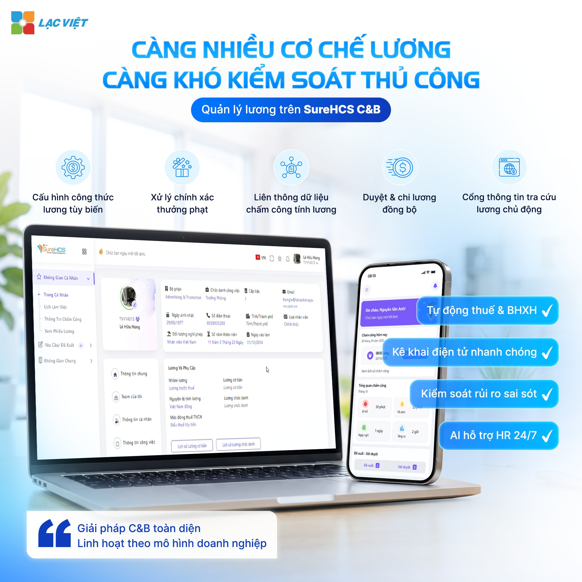 Giải pháp LV SureHCS quản trị nhân sự toàn diện cho doanh nghiệp FDI - Ảnh 2. Quản lý lương linh hoạt tùy chỉnh
