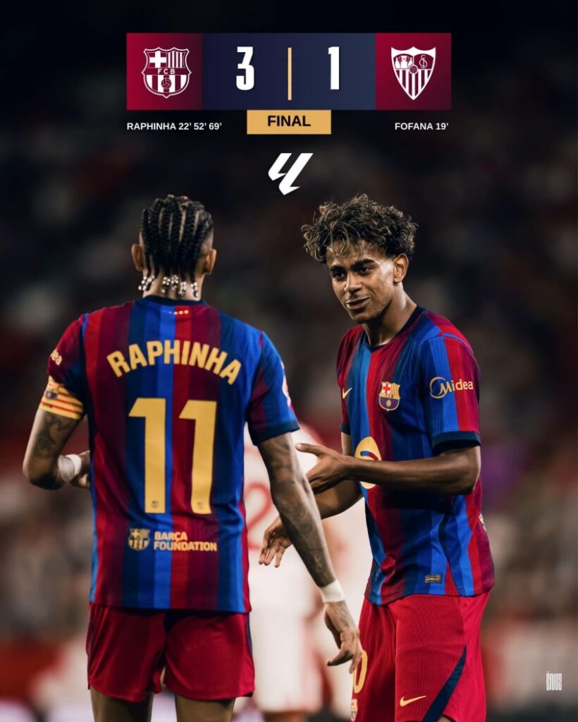 Barcelona ngược dòng thành công trước Sevilla giữ vững phong độ toàn thắng tại La Liga
